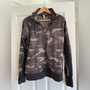Athleta women’s full zip black camo hoodie.